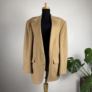 Vintage 90s Camel Brushed Wool Blazer Jacket, Robert Stock